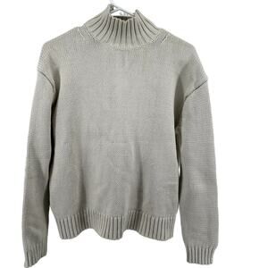 J. Crew Turtleneck Pullover Sweater Knit Oversized Ribbed Trim Cozy White Small